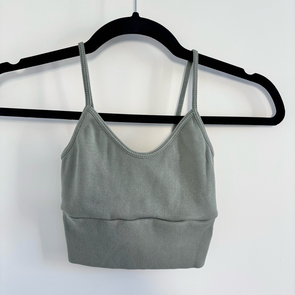 OAK + FORT Sage Green Crop Tank Top - XS
